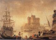 Charles-Francois de la Croix Harbour with a Fortress Spain oil painting artist